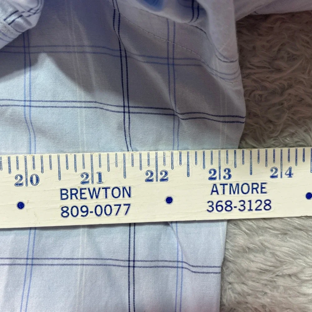 Banana Republic Men's Light Blue Windowpane Dress Shirt